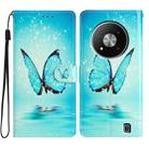 For ZTE Blade A73 5G Colored Drawing Leather Phone Case(Blue Butterfly) - 1