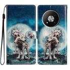 For ZTE Blade A73 5G Colored Drawing Leather Phone Case(Twin Wolves) - 1