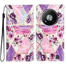 For ZTE Blade A73 5G Colored Drawing Leather Phone Case(Purple Marble) - 1