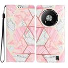 For ZTE Blade A73 5G Colored Drawing Leather Phone Case(Pink Marble) - 1