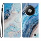 For ZTE Blade A73 5G Colored Drawing Leather Phone Case(Blue Marble) - 1