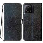 For Xiaomi 13T 5G Glitter Powder Flip Leather Phone Case(Black) - 1