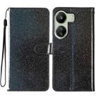 For Xiaomi Redmi 13C Glitter Powder Flip Leather Phone Case(Black) - 1