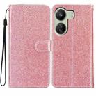 For Xiaomi Redmi 13C Glitter Powder Flip Leather Phone Case(Rose Gold) - 1