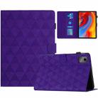 For Lenovo Tab M11/Xiaoxin Pad 11 2024 Diamond Texture Embossed Leather Smart Tablet Case(Purple) - 1