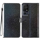 For TCL 40 SE Glitter Powder Flip Leather Phone Case(Black) - 1