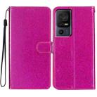 For TCL 40 SE Glitter Powder Flip Leather Phone Case(Rose Red) - 1