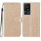 For TCL 40 SE Glitter Powder Flip Leather Phone Case(Gold) - 1