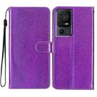 For TCL 40 SE Glitter Powder Flip Leather Phone Case(Purple) - 1