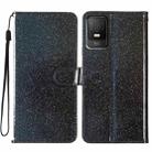 For TCL 403 Glitter Powder Flip Leather Phone Case(Black) - 1