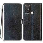 For ZTE Blade A52 Glitter Powder Flip Leather Phone Case(Black) - 1
