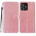 For ZTE Blade A73 4G Glitter Powder Flip Leather Phone Case(Rose Gold) - 1