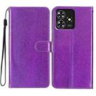 For ZTE Blade A73 4G Glitter Powder Flip Leather Phone Case(Purple) - 1