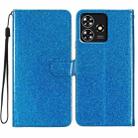 For ZTE Blade A73 4G Glitter Powder Flip Leather Phone Case(Blue) - 1