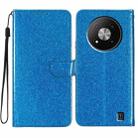 For ZTE Blade A73 5G Glitter Powder Flip Leather Phone Case(Blue) - 1