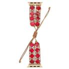 For Apple Watch Ultra 49mm Hexagonal Stones Drawstring Chain Watch Band(Red) - 1