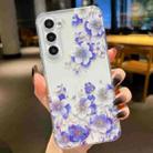 For Samsung Galaxy S22+ 5G Electroplated Symphony Phone Case(White Blue Flower) - 1