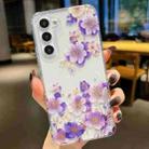 For Samsung Galaxy S22+ 5G Electroplated Symphony Phone Case(White Purple Flower) - 1