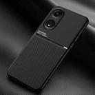 For OPPO A1 5G Classic Tilt Strip Grain Magnetic Shockproof PC + TPU Phone Case(Black) - 1