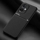 For OPPO K11/OnePlus Nord CE3 Classic Tilt Strip Grain Magnetic PC Hybrid TPU Phone Case(Black) - 1