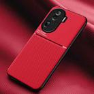 For OPPO Reno11 Pro 5G China Classic Tilt Strip Grain Magnetic PC Hybrid TPU Phone Case(Red) - 1