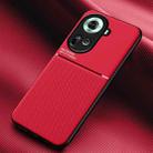 For OPPO Reno11 5G Global Classic Tilt Strip Grain Magnetic Shockproof PC + TPU Phone Case(Red) - 1