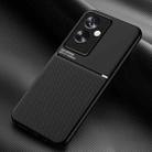 For OPPO A2 Classic Tilt Strip Grain Magnetic PC Hybrid TPU Phone Case(Black) - 1