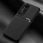 For OPPO A60 Classic Tilt Strip Grain Magnetic PC Hybrid TPU Phone Case(Black) - 1