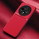 For OPPO Reno12 F 5G Classic Tilt Strip Grain Magnetic Shockproof PC + TPU Phone Case(Red) - 1