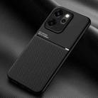 For OPPO Reno14 F 5G Classic Tilt Strip Grain Magnetic PC Hybrid TPU Phone Case(Black) - 1