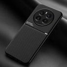 For Realme 12+ Classic Tilt Strip Grain Magnetic Shockproof PC + TPU Phone Case(Black) - 1