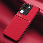 For vivo V29e Global Classic Tilt Strip Grain Magnetic PC Hybrid TPU Phone Case(Red) - 1