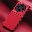 For vivo X100 Classic Tilt Strip Grain Magnetic PC Hybrid TPU Phone Case(Red) - 1