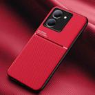 For vivo Y78 Classic Tilt Strip Grain Magnetic PC Hybrid TPU Phone Case(Red) - 1