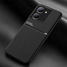 For vivo Y78 Classic Tilt Strip Grain Magnetic PC Hybrid TPU Phone Case(Black) - 1