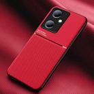 For vivo Y78+ Classic Tilt Strip Grain Magnetic Shockproof PC + TPU Phone Case(Red) - 1