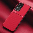 For vivo S18 Pro Classic Tilt Strip Grain Magnetic PC Hybrid TPU Phone Case(Red) - 1