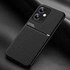 For vivo Y35+ Classic Tilt Strip Grain Magnetic PC Hybrid TPU Phone Case(Black) - 1