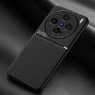 For vivo X200 Pro mini Classic Tilt Strip Grain Magnetic PC Hybrid TPU Phone Case(Black) - 1