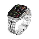 For Apple Watch Ultra 2 49mm Butterfly Buckle 5-Beads Metal Watch Band(Silver Black) - 1