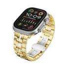 For Apple Watch Ultra 49mm Butterfly Buckle 5-Beads Metal Watch Band(Gold White) - 1