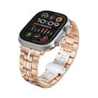 For Apple Watch Ultra 49mm Butterfly Buckle 5-Beads Metal Watch Band(Rose Gold White) - 1