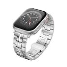 For Apple Watch Series 6 40mm Butterfly Buckle 5-Beads Metal Watch Band(Silver White) - 1