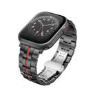 For Apple Watch Series 5 40mm Butterfly Buckle 5-Beads Metal Watch Band(Black Red) - 1