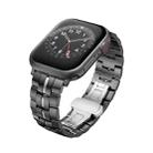 For Apple Watch Series 5 40mm Butterfly Buckle 5-Beads Metal Watch Band(Black Silver) - 1