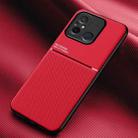 For Xiaomi Redmi 12C Classic Tilt Strip Grain Magnetic Shockproof PC + TPU Phone Case(Red) - 1