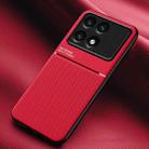 For Xiaomi Redmi K70 Classic Tilt Strip Grain Magnetic Shockproof PC + TPU Phone Case(Red) - 1