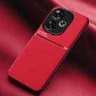 For Xiaomi Redmi Turbo 3 Classic Tilt Strip Grain Magnetic Shockproof PC + TPU Phone Case(Red) - 1