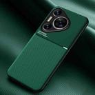 For Huawei Pura 70 Pro Classic Tilt Strip Grain Magnetic PC Hybrid TPU Phone Case(Green) - 1