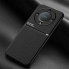 For Honor X9a Classic Tilt Strip Grain Magnetic Shockproof PC + TPU Phone Case(Black) - 1